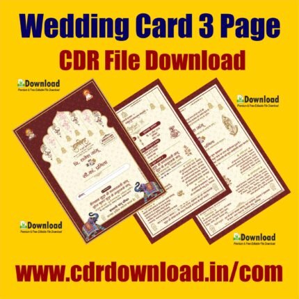 3-Page Muklava Wedding Invitation Card CDR File | Editable Traditional Wedding Card Template